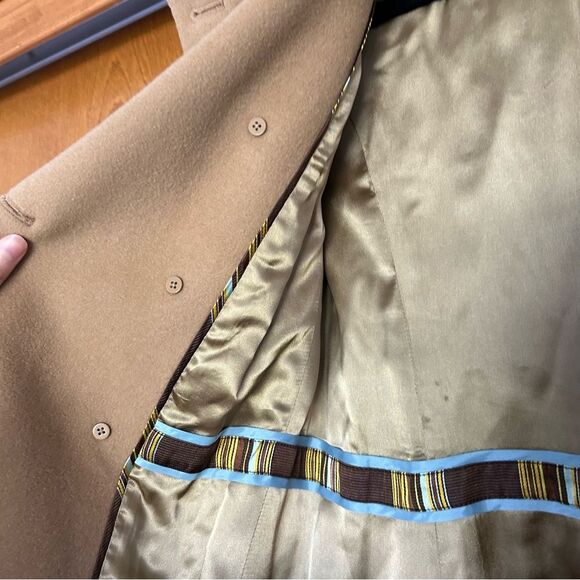 J. Crew Wool Cashmere Double Breasted Car Coat Mandarin Collar Tan Size 2 Petite - Picture 12 of 16
